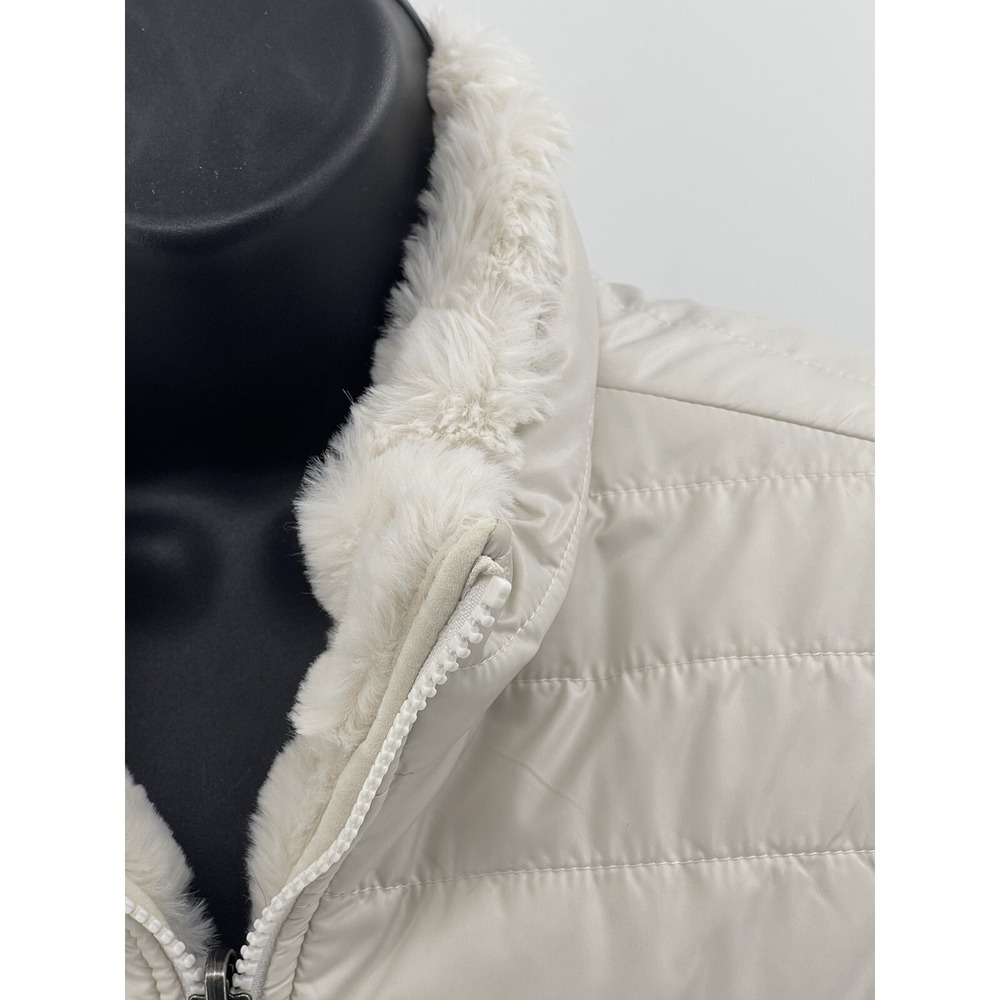 Nicole Miller Women's Faux Fur Reversible Vest Women's Medium M Off White NWOT - Picture 6 of 11